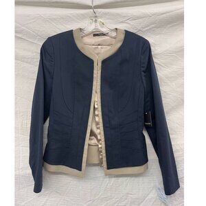 NWT, Tahari navy blue jacket blazer with padded shoulders, PS